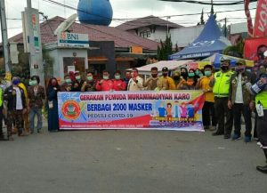 PD Pemuda Muhammadiyah Bagikan 2 Ribu Masker Di Kota Berastagi