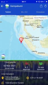 Gempa Bumi di Nias Barat Dirasakan di Padangsidimpuan