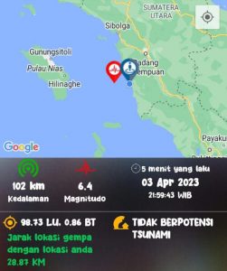 Warga Berhamburan Gempa Terasa di Sidimpuan, Sumut